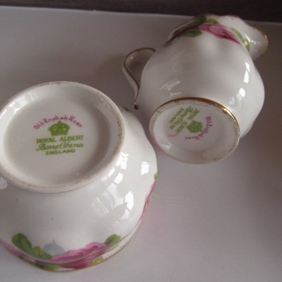 Old English Rose Sugar & Creamer set Rose Pattern Tea Table Coffee Bar Decor - Picture 5 of 6